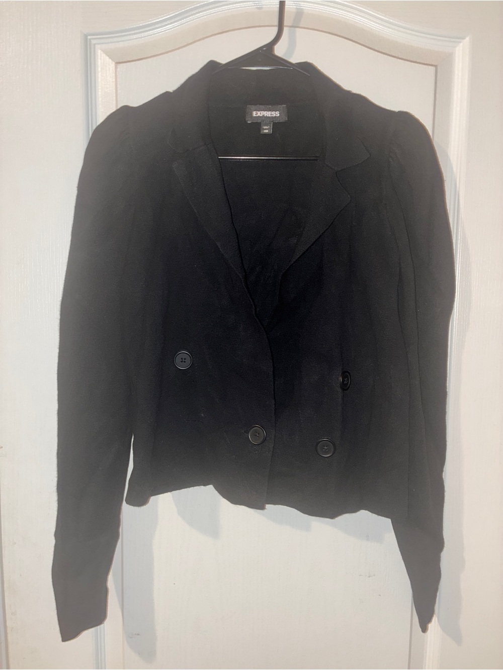 Express Black Double-Breasted Cropped Blazer